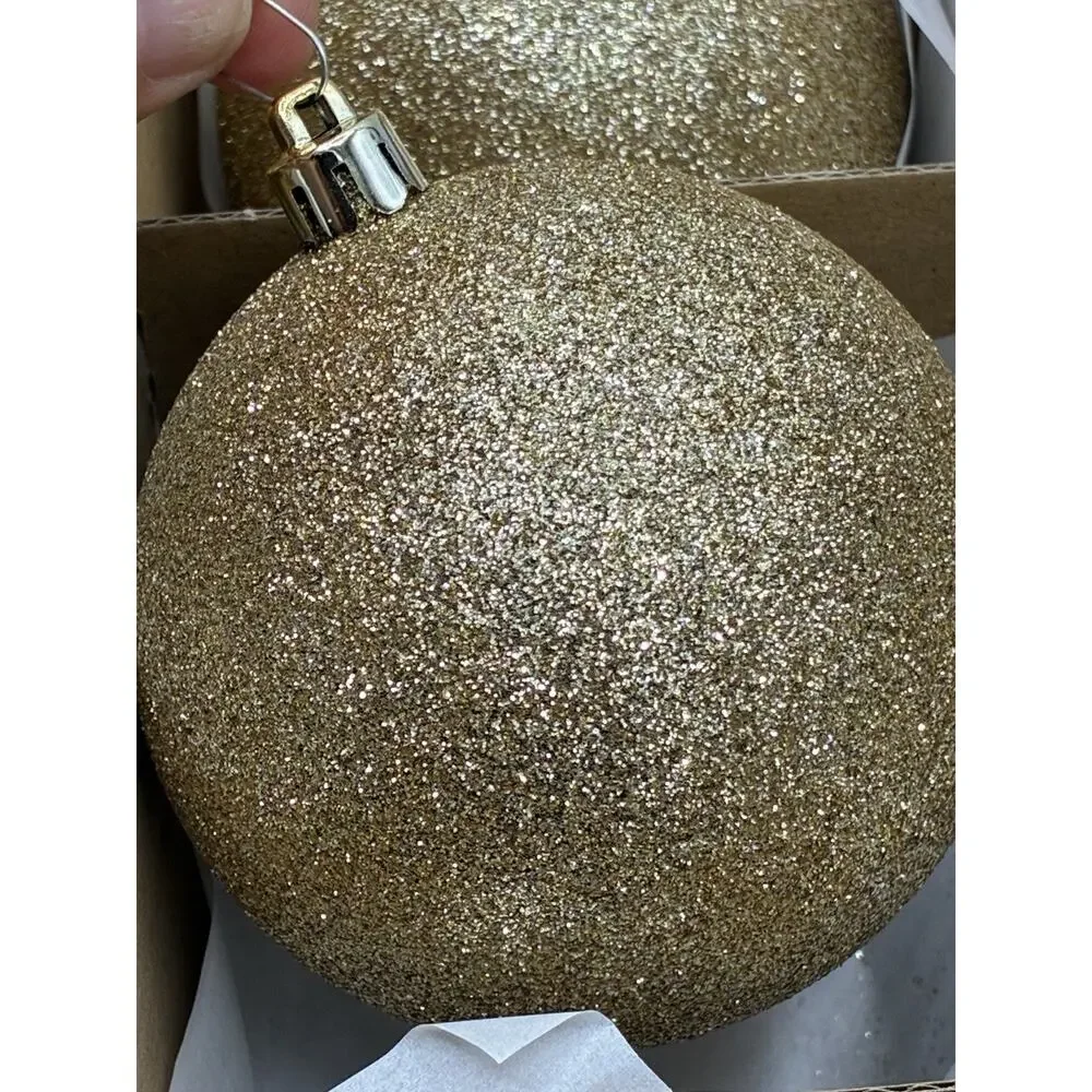 Vitbis Poland Glass Christmas Ornaments Set/6 Gold Glitter Handmade